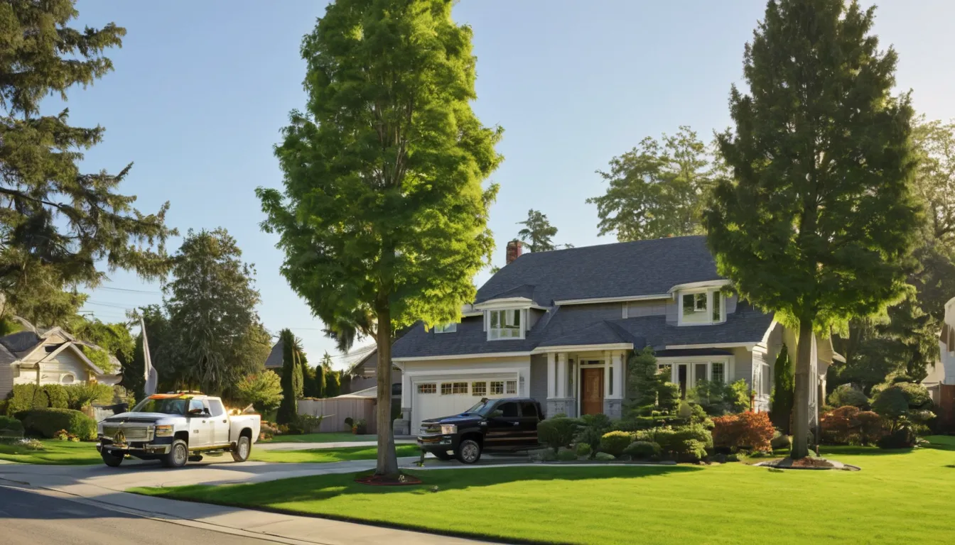 Local tree removal provider inspecting a mature tree beside a home in Steubenville